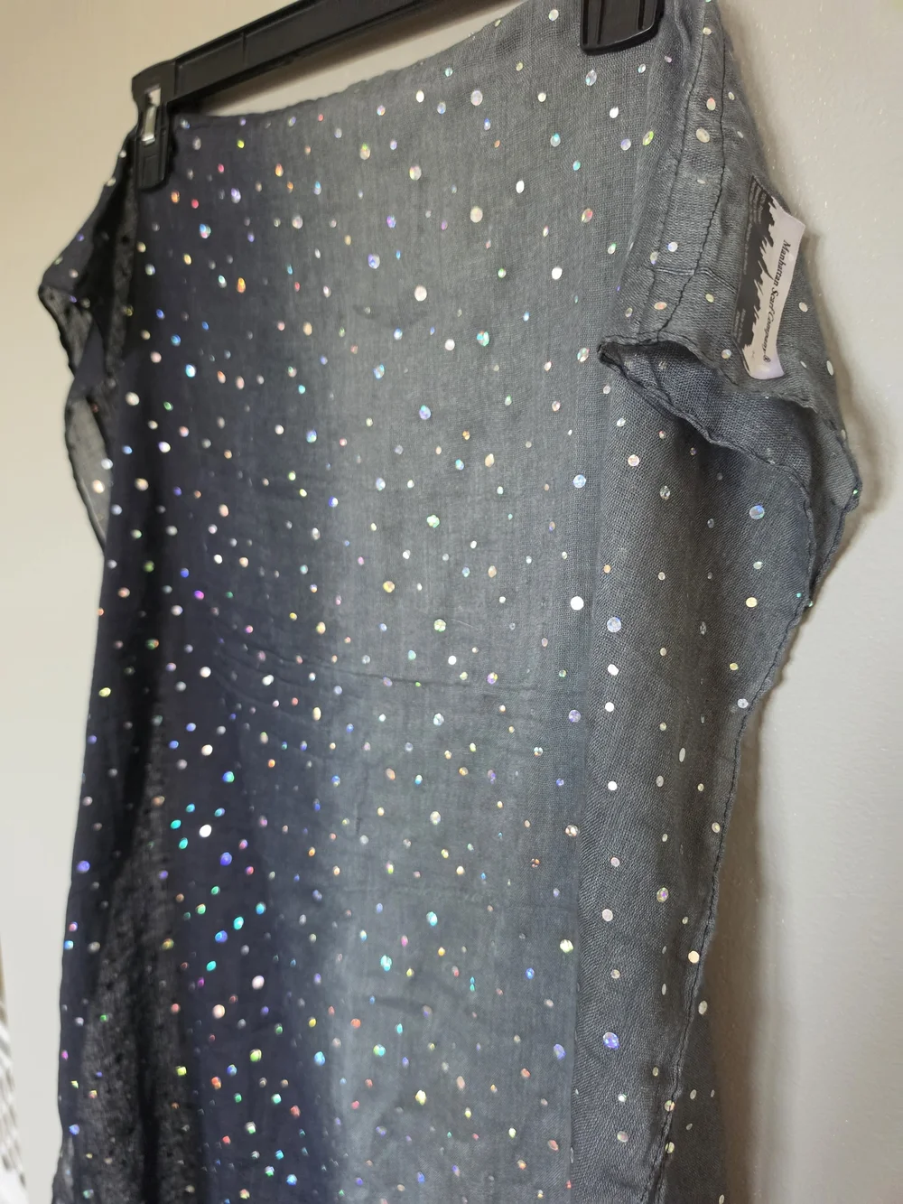 Gray Sequin Dot Scarf